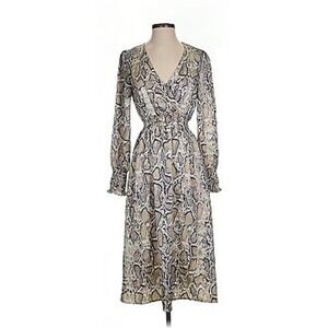 Idem Ditto Snake Print V Neck Long Sleeve Maxi Dress Women's Size S
